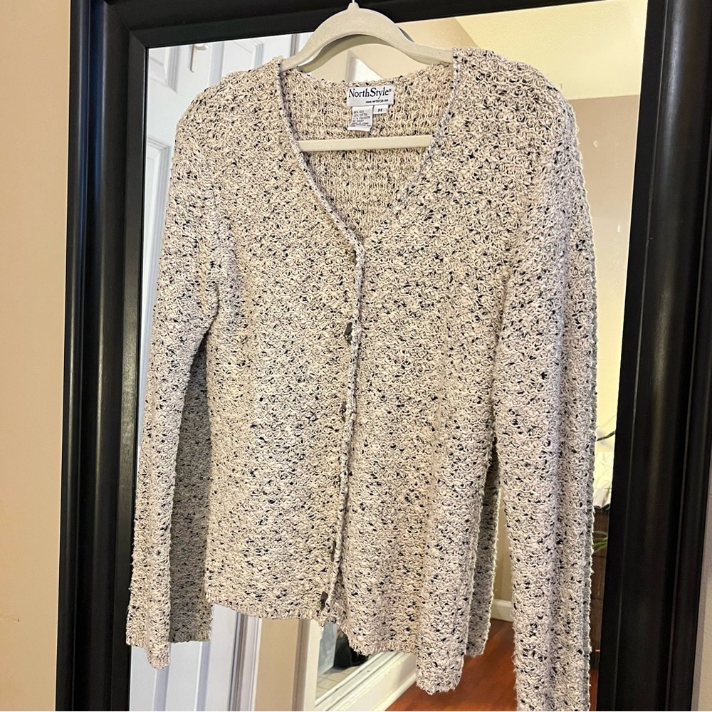 NorthStyle Cream Cardigan Sweater Lightweight Knit